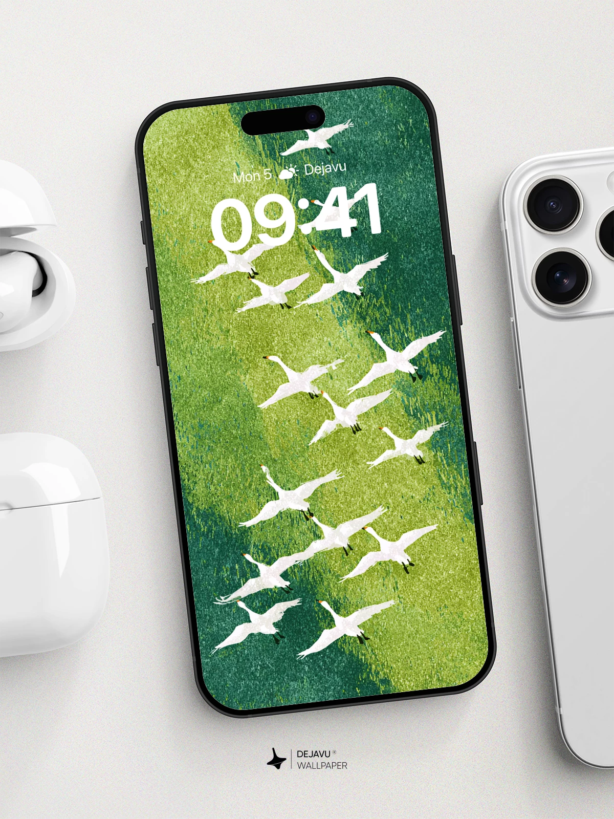 Ethereal Swan Flight Wallpaper 8K for iPhone and Android