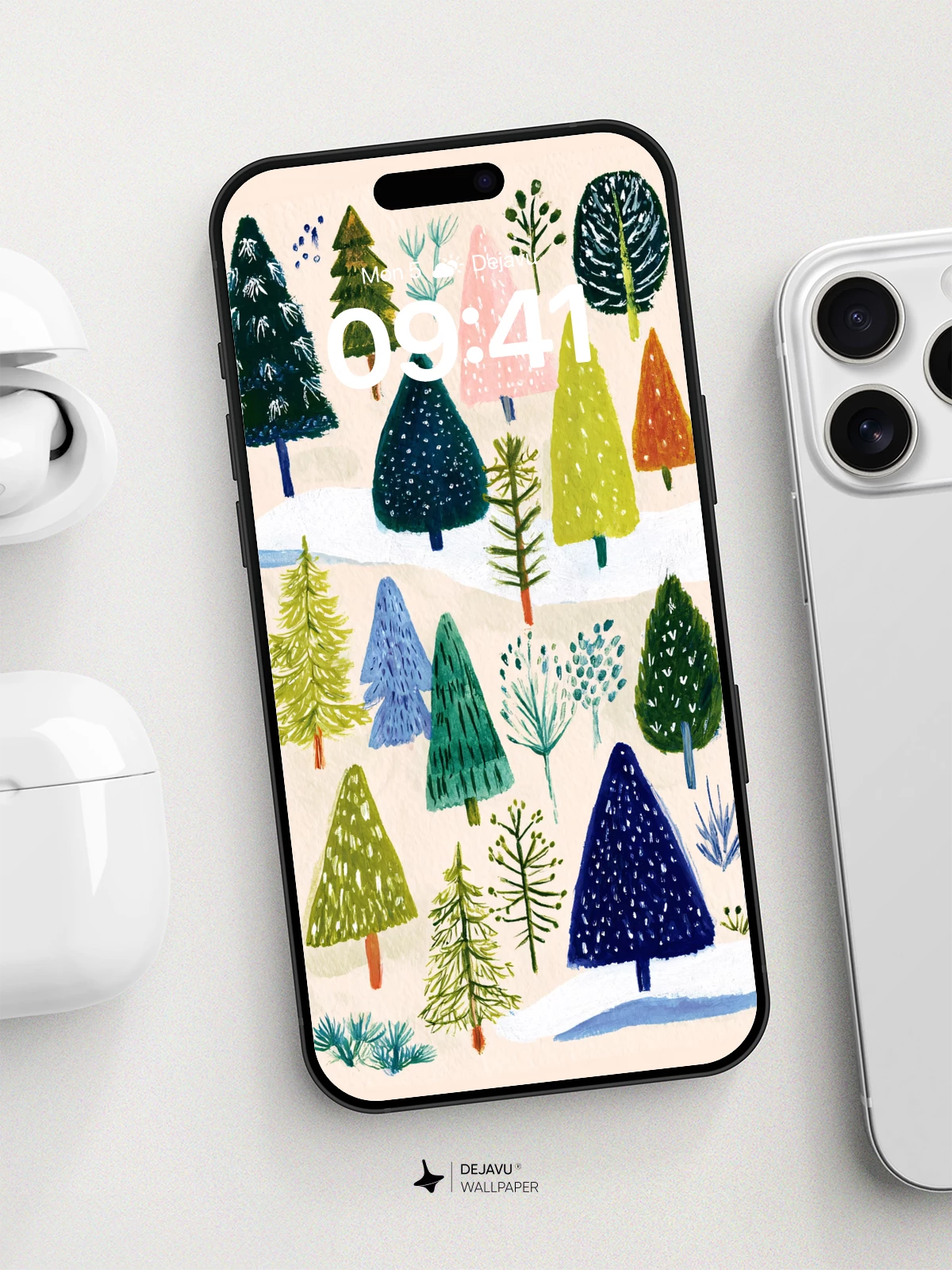 Whimsical Winter Forest Wallpaper 8K for iPhone and Android