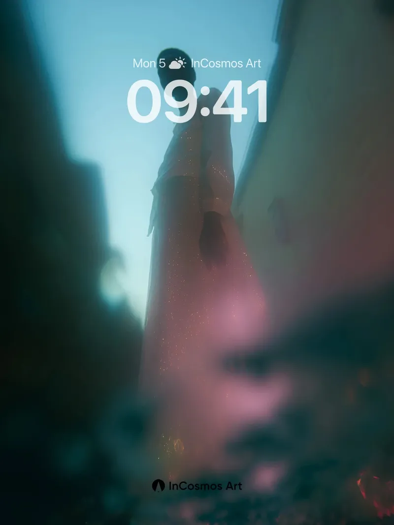 Ethereal Silhouette Wallpaper with Floating Light