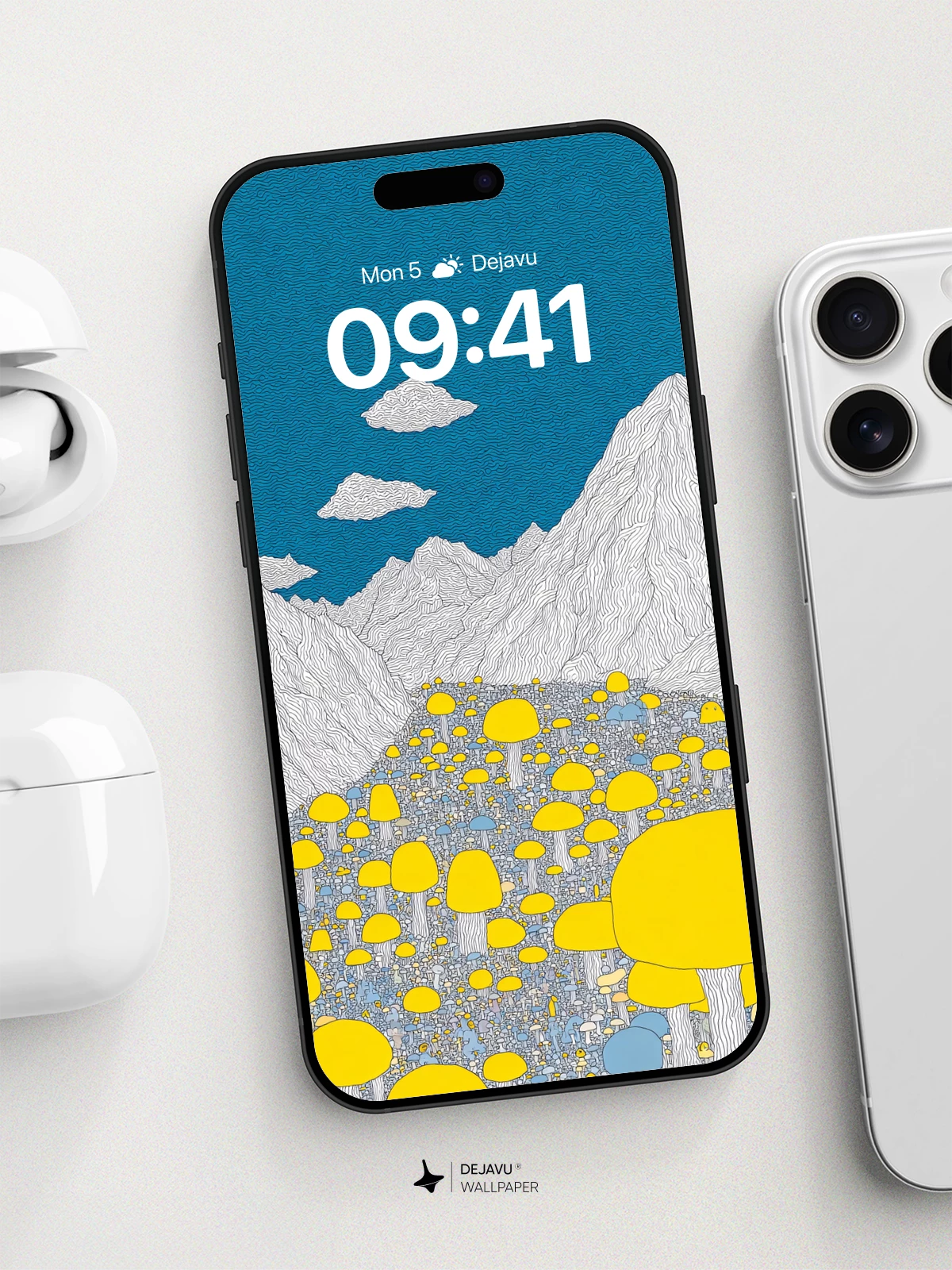 Surreal Mushroom Valley Wallpaper 8K for iPhone and Android