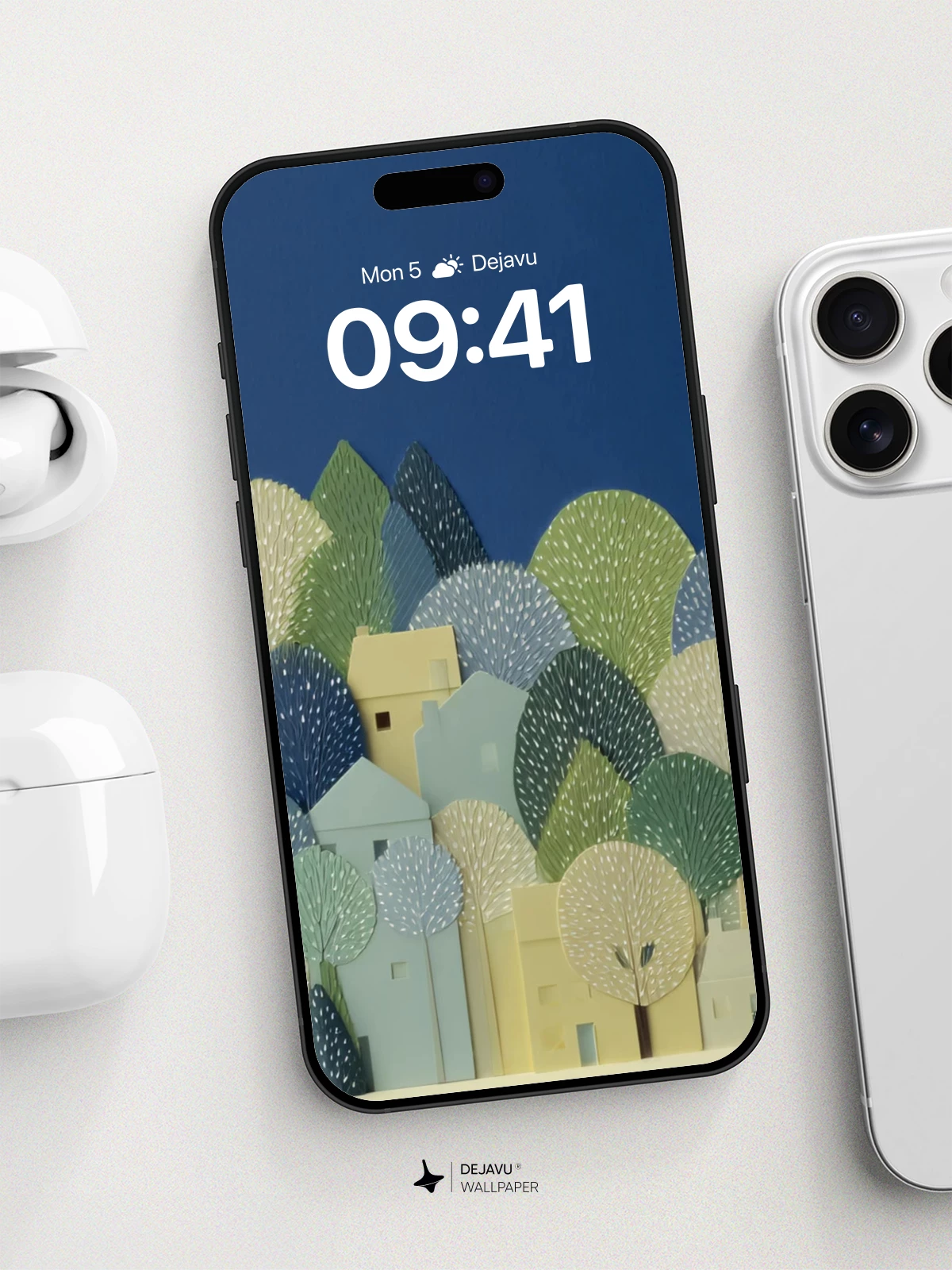 Whimsical Forest Village Wallpaper 8K for iPhone and Android