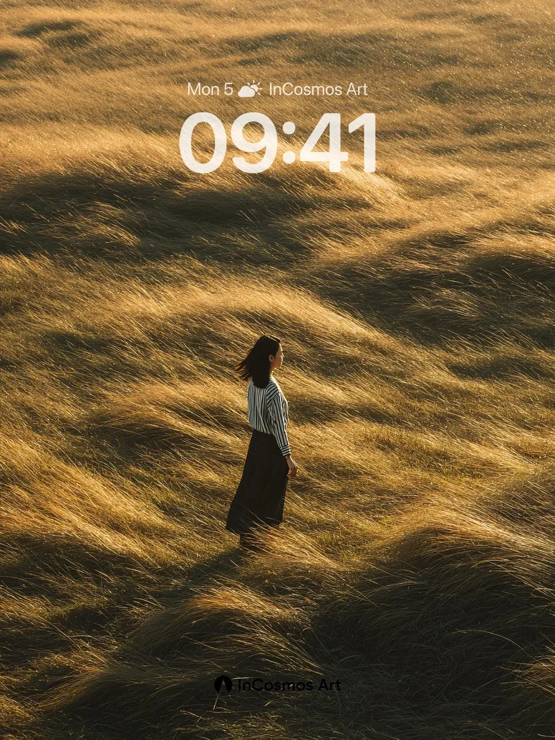 Golden Hush Wallpaper with Whispering Grass