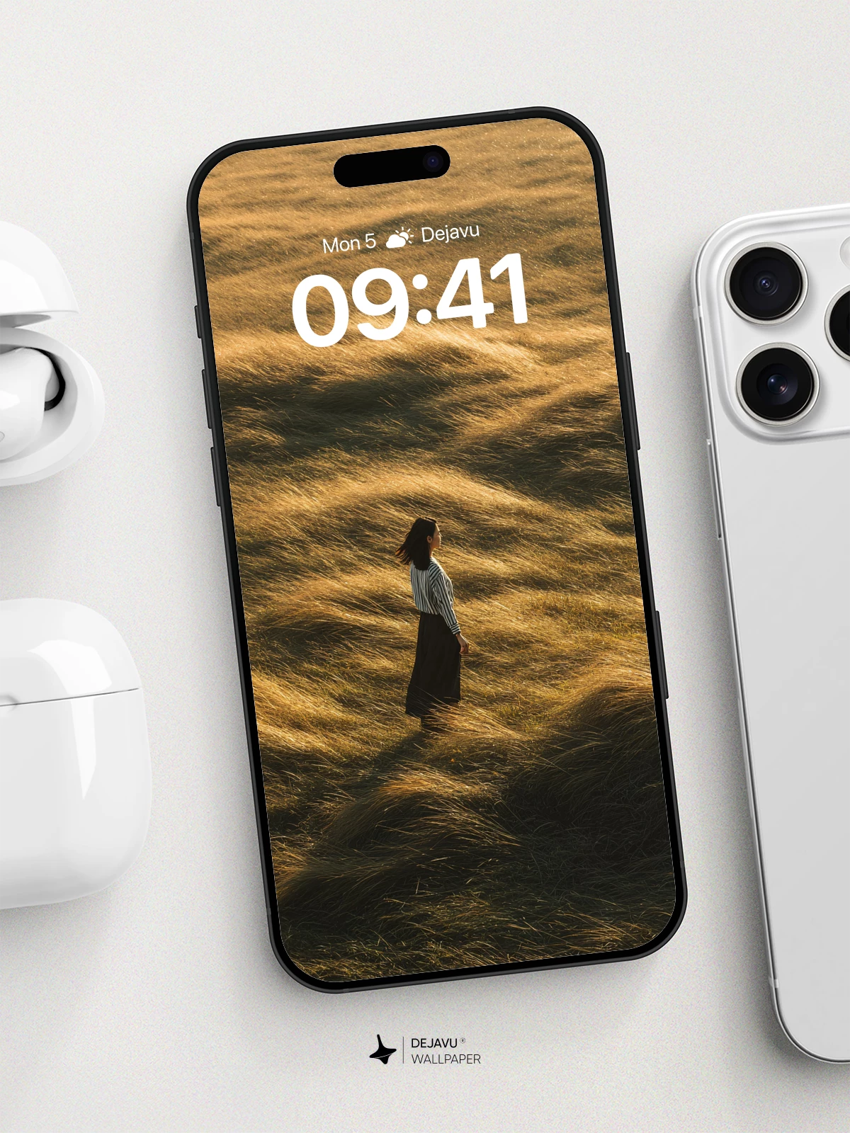 Golden Grass Fields Solitude Wallpaper 8K for iPhone and Android