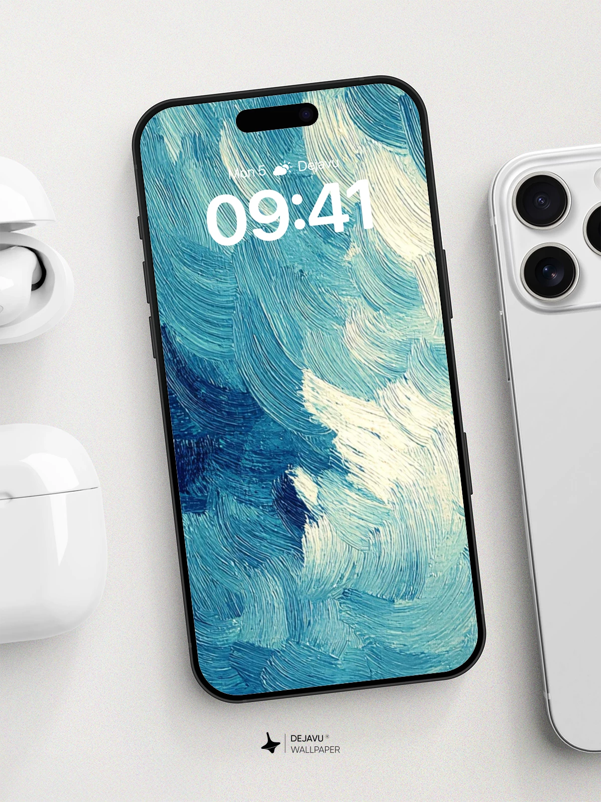 Van Gogh-Inspired Ocean Waves Wallpaper 8K for iPhone and Android