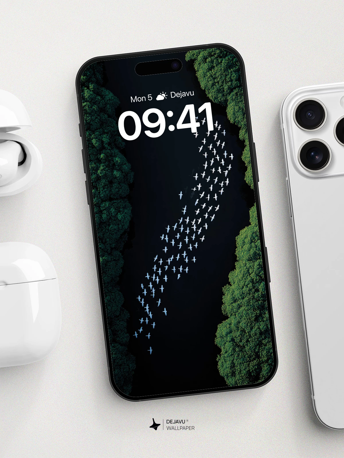 Migratory Birds River Wallpaper 8K for iPhone and Android