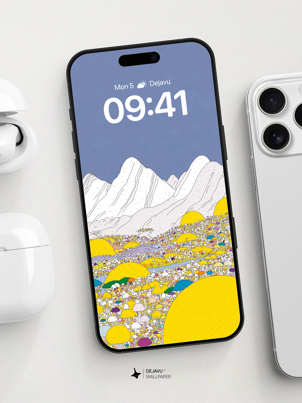 Surreal Mushroom Landscape Wallpaper 8K for iPhone and Android