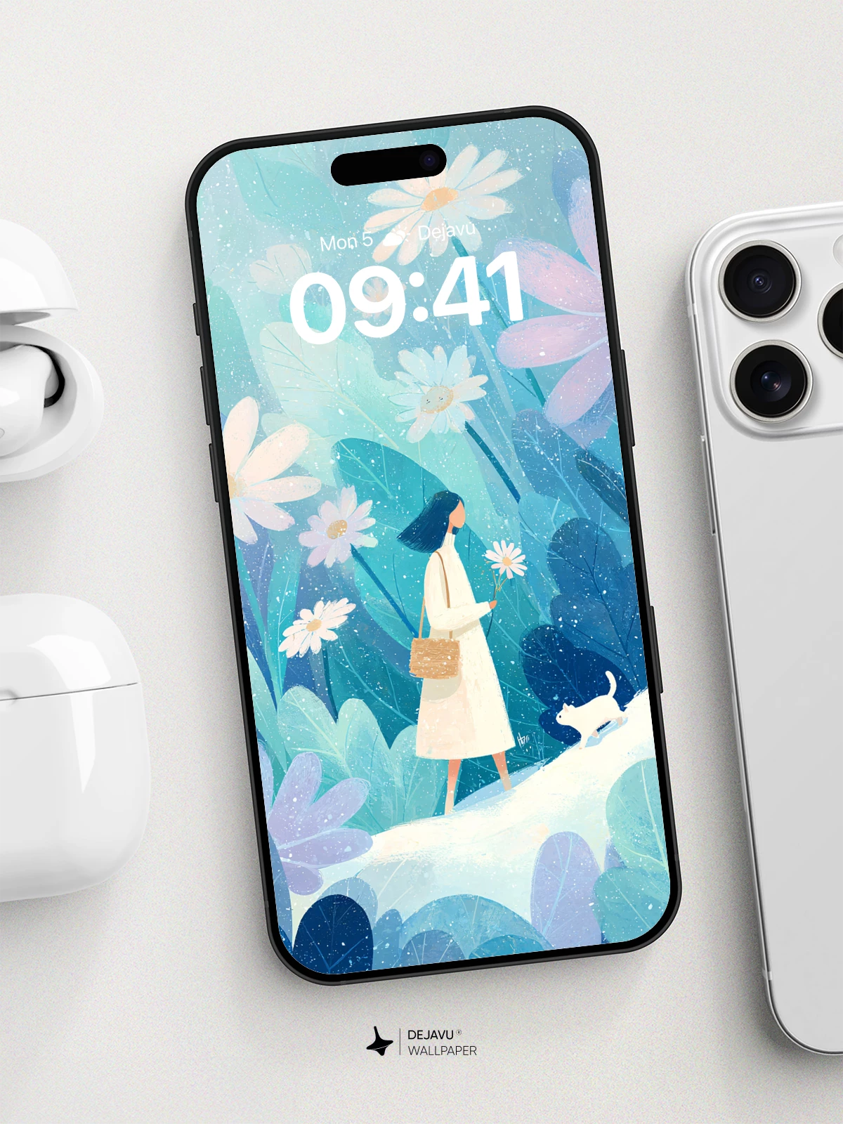 Enchanted Daisy Garden Wallpaper 8K for iPhone and Android