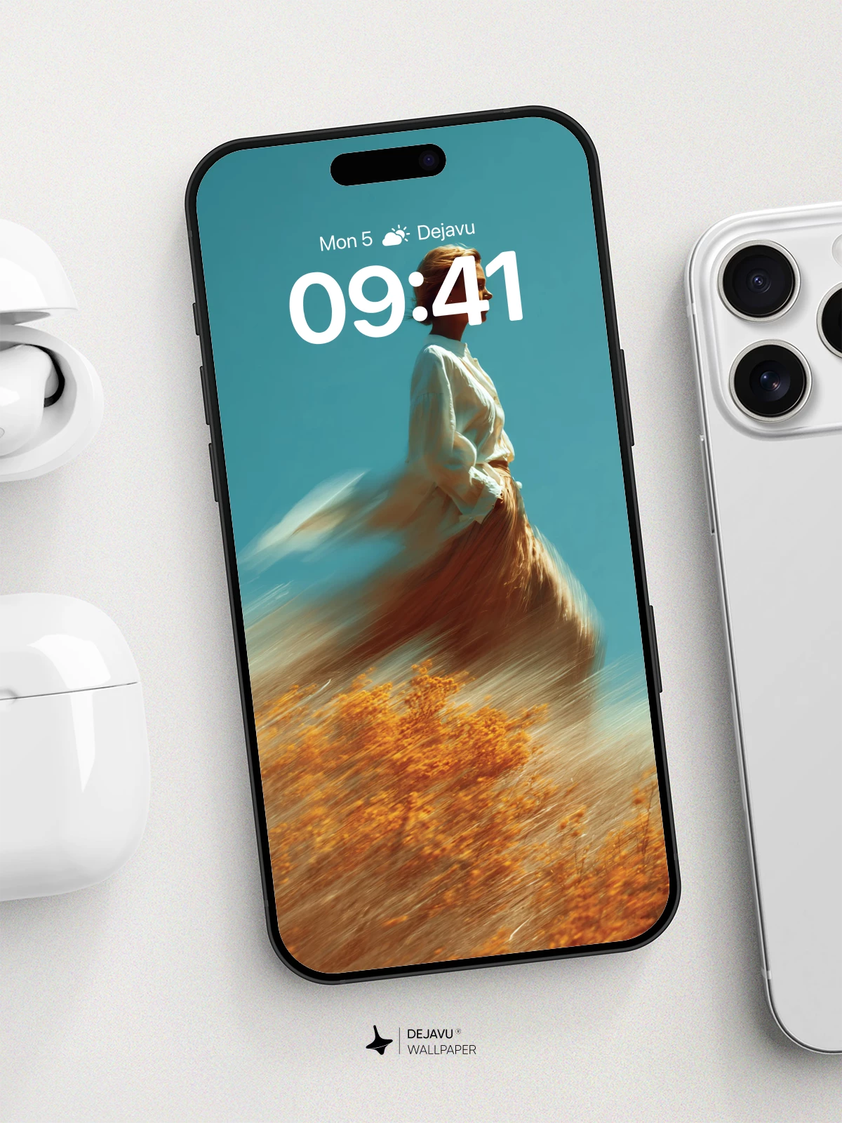 Surreal Wind-Blown Woman Wallpaper 8K for iPhone and Android