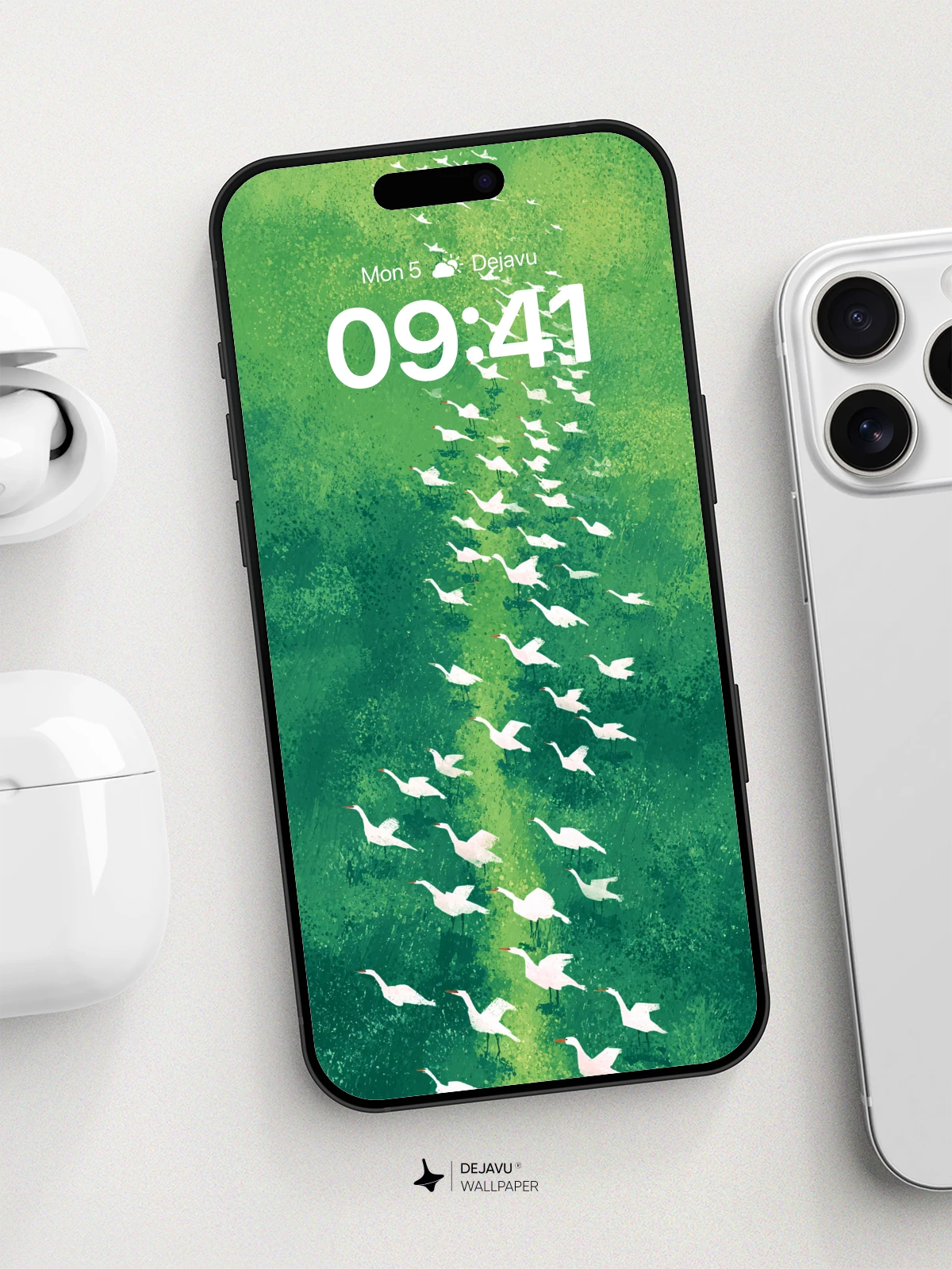 Elegant Crane Migration Wallpaper 8K for iPhone and Android