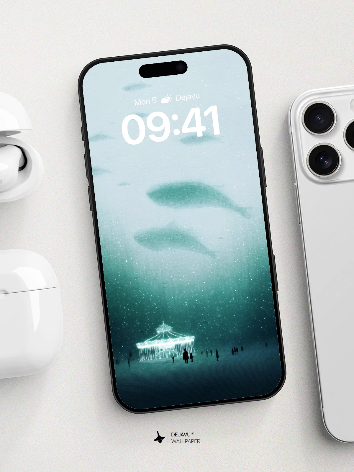 Surreal Underwater Gazebo Wallpaper 8K for iPhone and Android