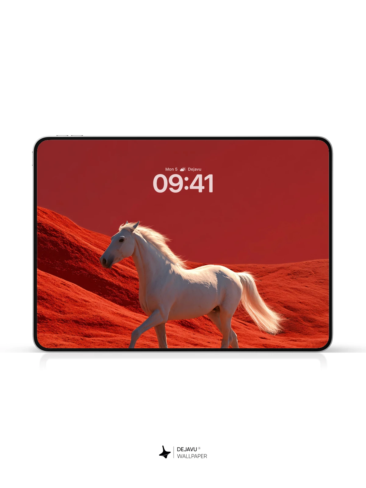 White Horse on Red Dunes Wallpaper 8K for iPhone and Android