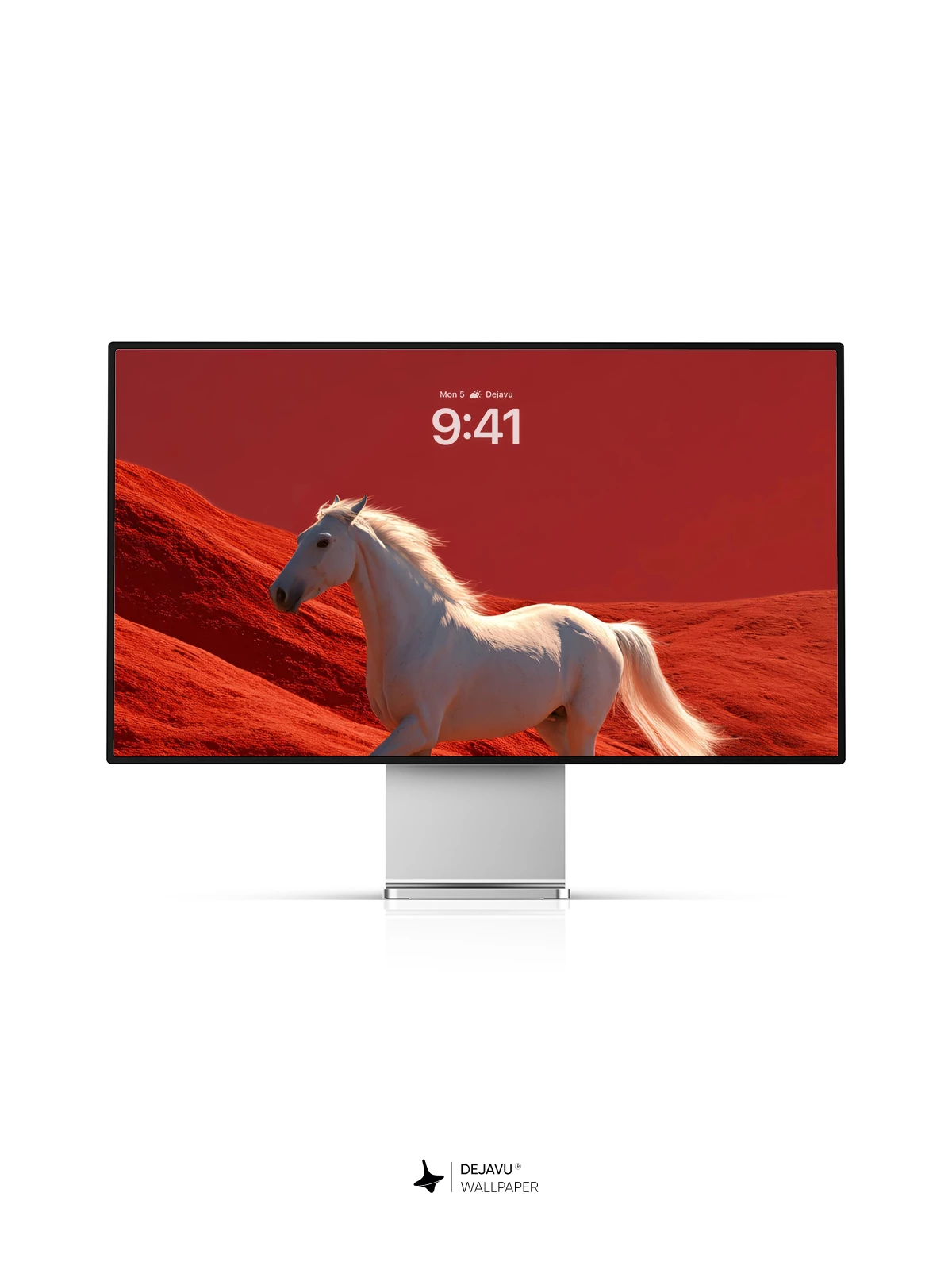 White Horse on Red Dunes Wallpaper 8K for iPhone and Android