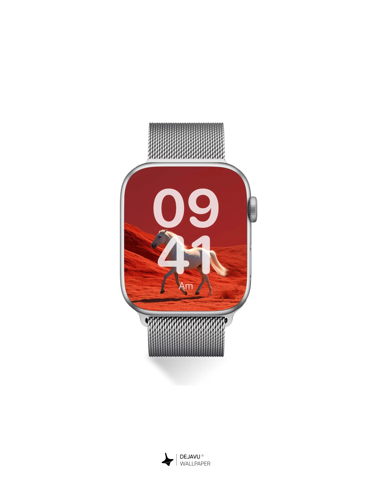 White Horse on Red Dunes Wallpaper 8K for iPhone and Android