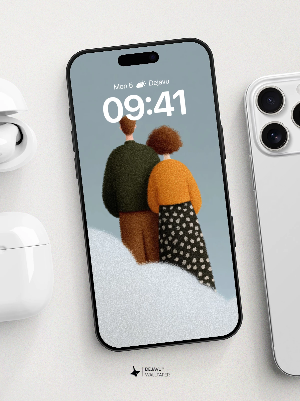 Whispering Clouds Couple Wallpaper 8K for iPhone and Android