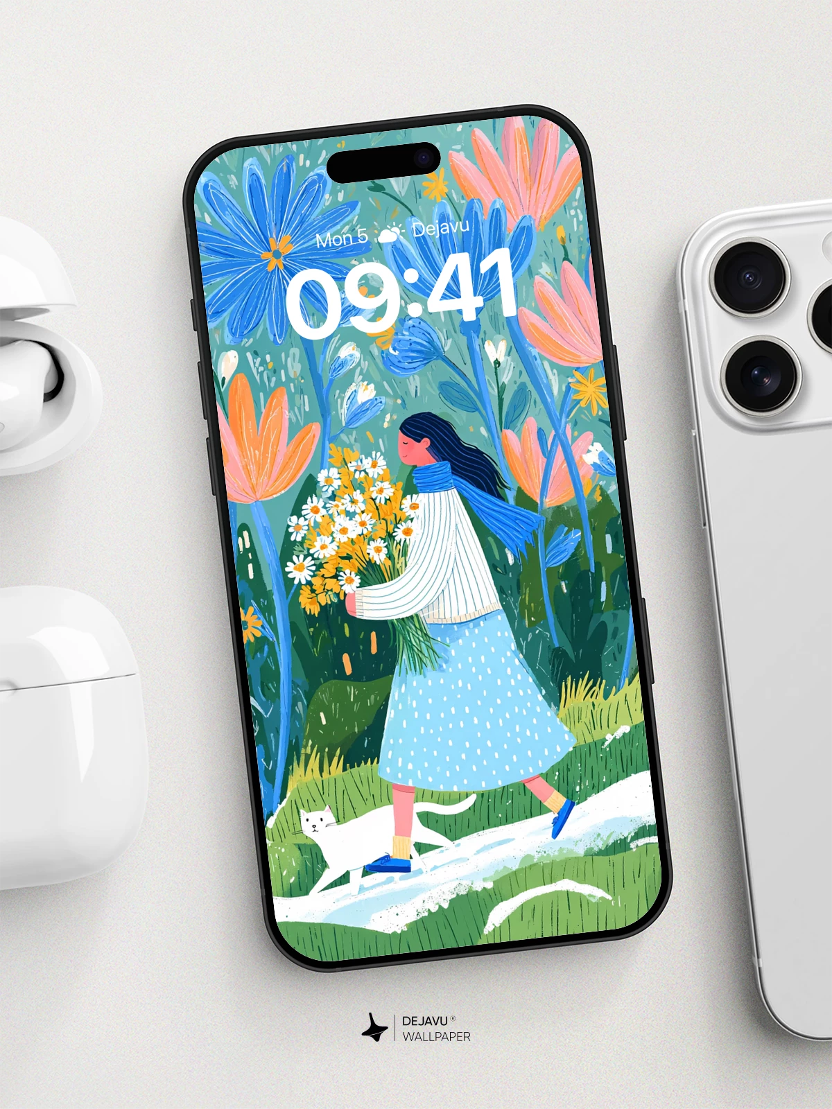 Whimsical Garden Walk Wallpaper 8K for iPhone and Android