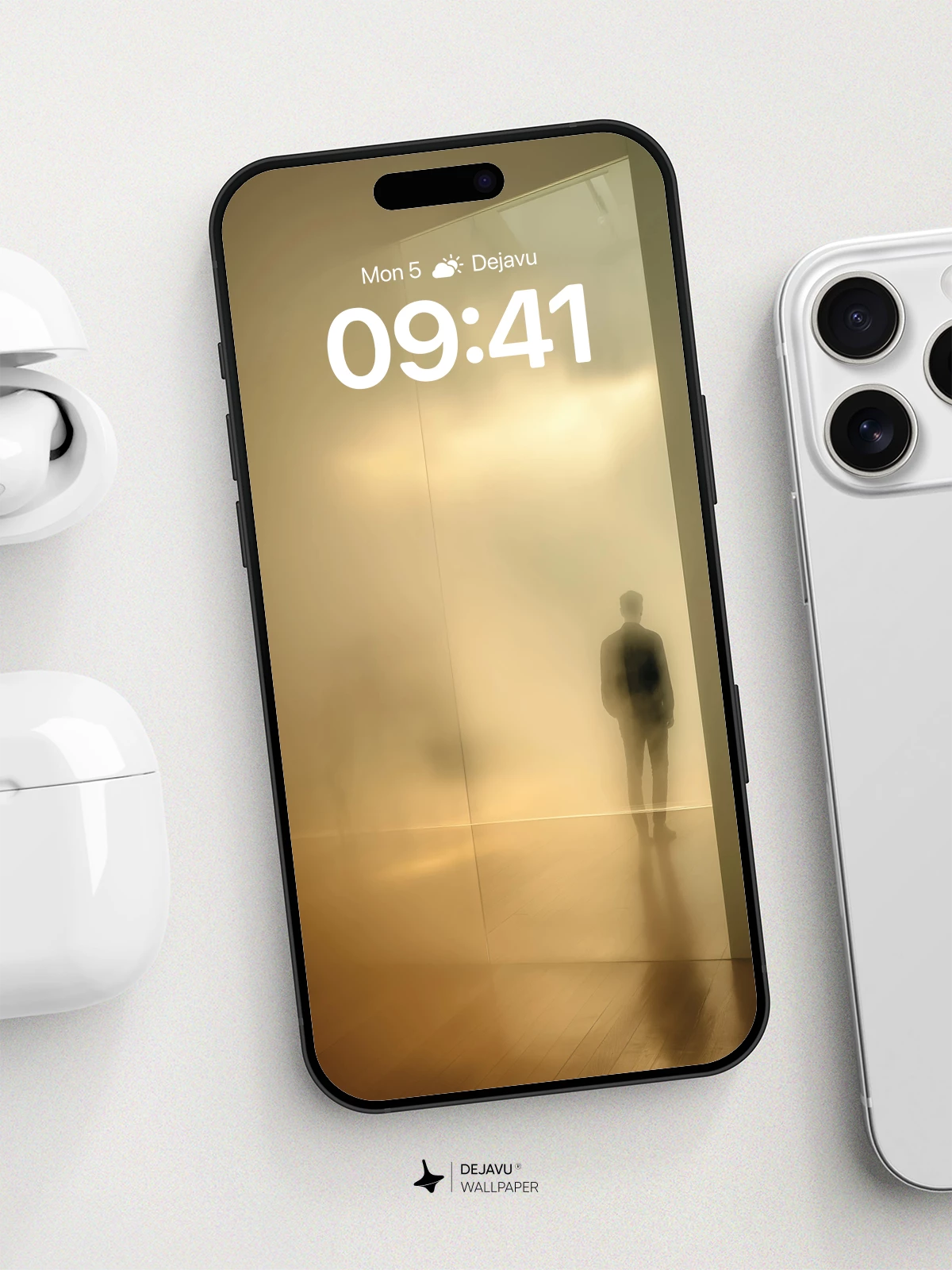 Mysterious Silhouette In Foggy Light Wallpaper 8K