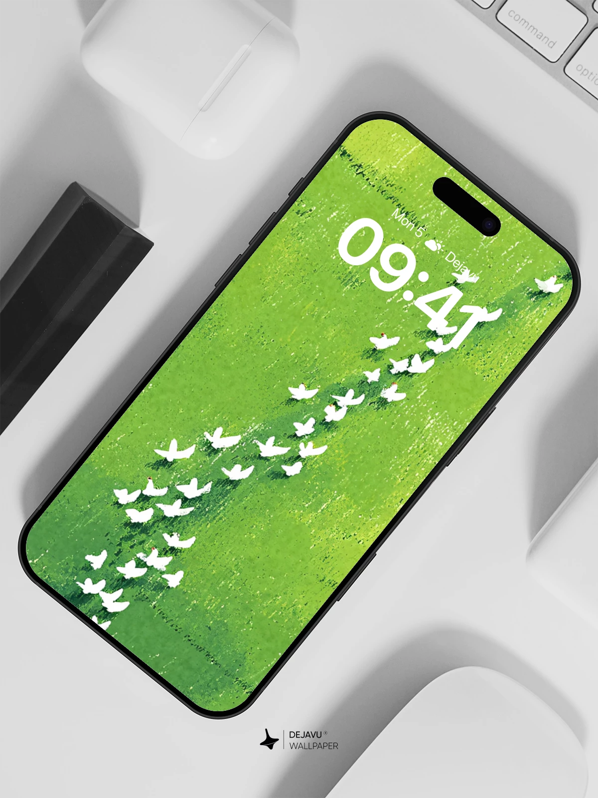 Geometric Bird Formation Wallpaper 8K for iPhone and Android