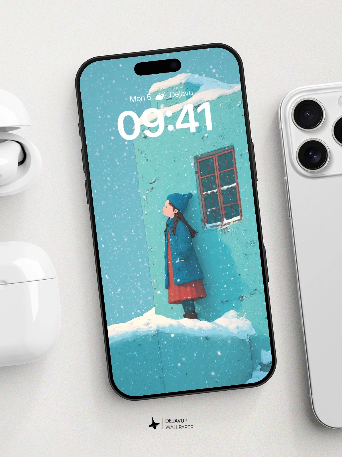 Winter Solitude Girl Wallpaper 8K for iPhone and Android
