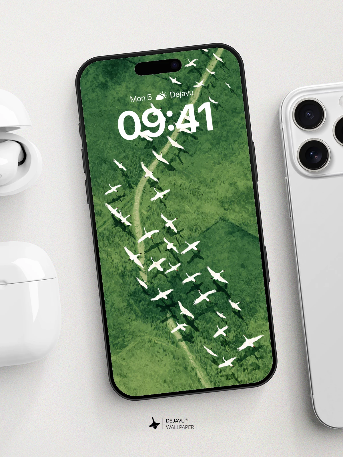 Elegant Crane Migration Wallpaper 8K for iPhone and Android