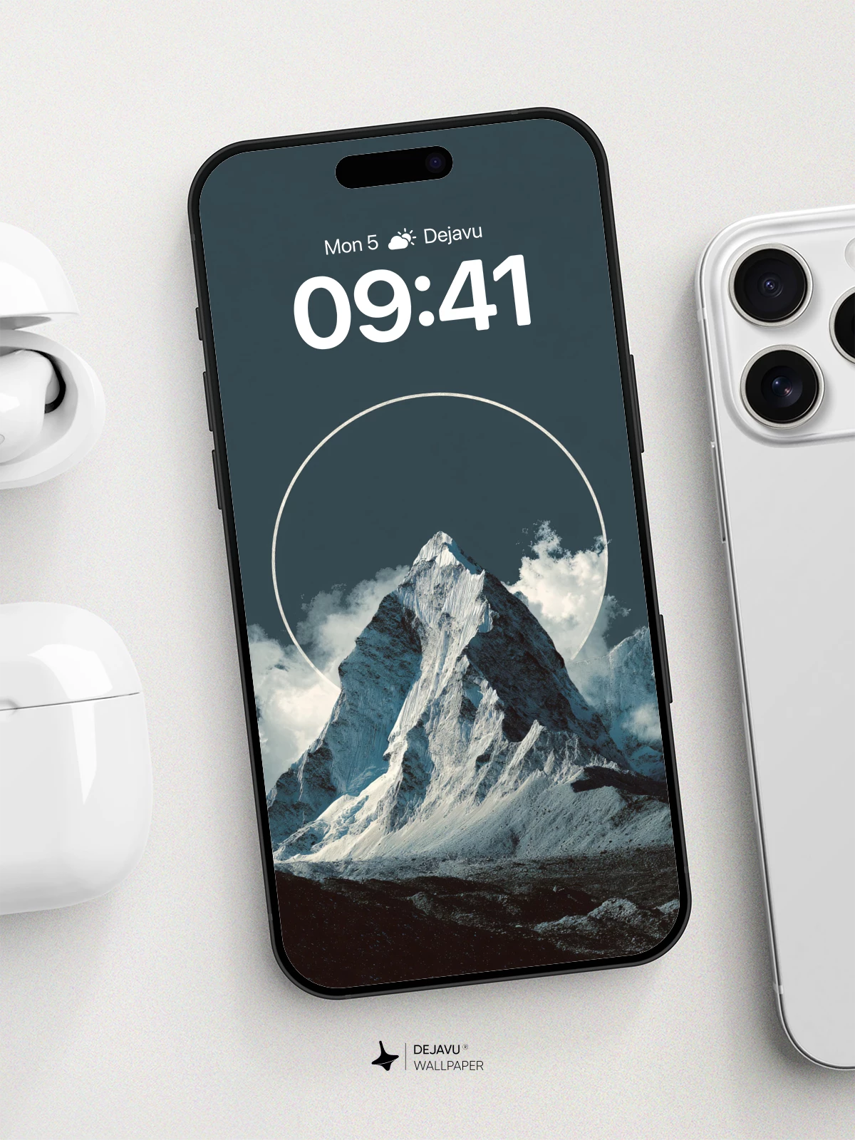 Surreal Mountain Halo Wallpaper 8K for iPhone and Android