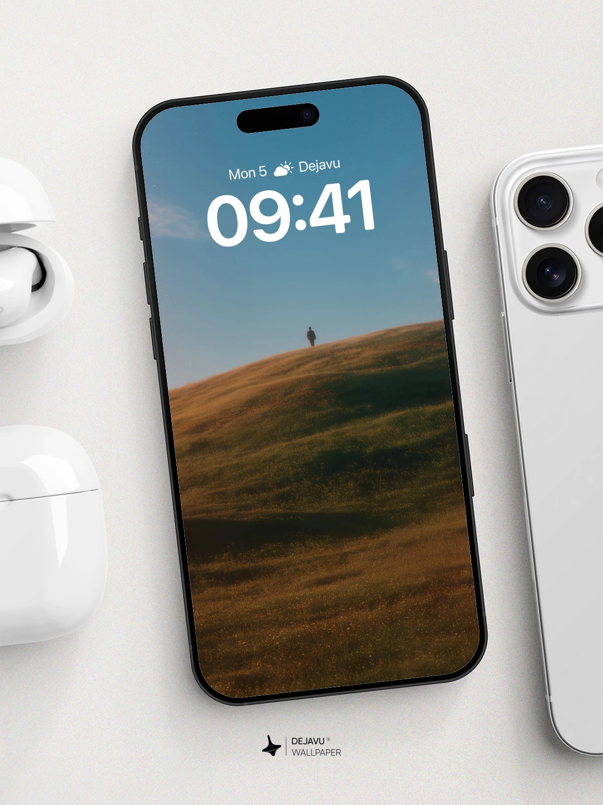 Solitary Figure on Golden Hill Wallpaper 8K for iPhone and Android