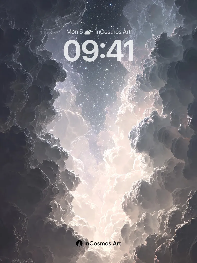 Starry Cloud Tunnel Wallpaper in Ethereal Glow