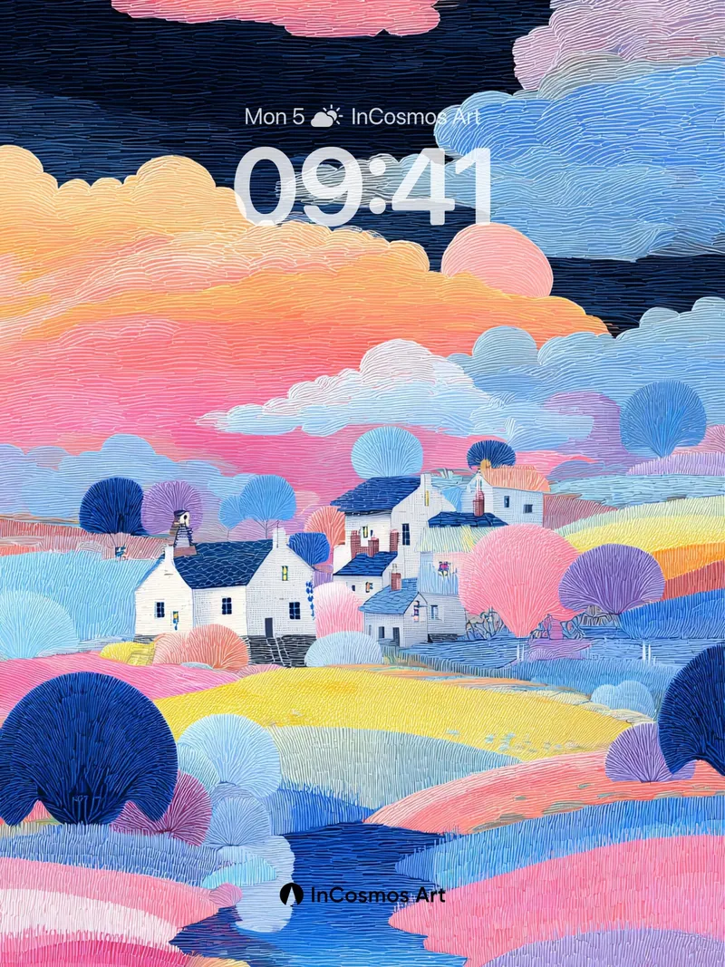 Pastel Skyline Wallpaper with Soft Clouds
