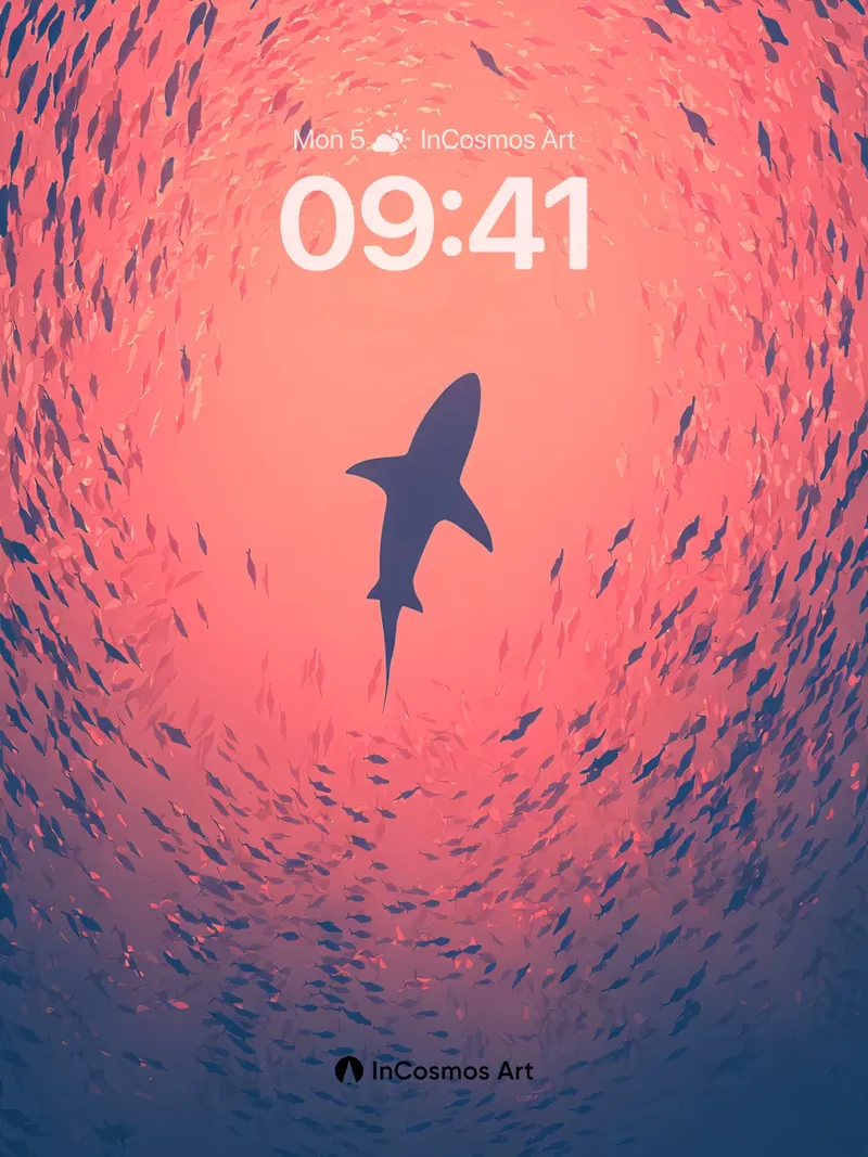 Coral Bloom Shark Background with Gradient Haze