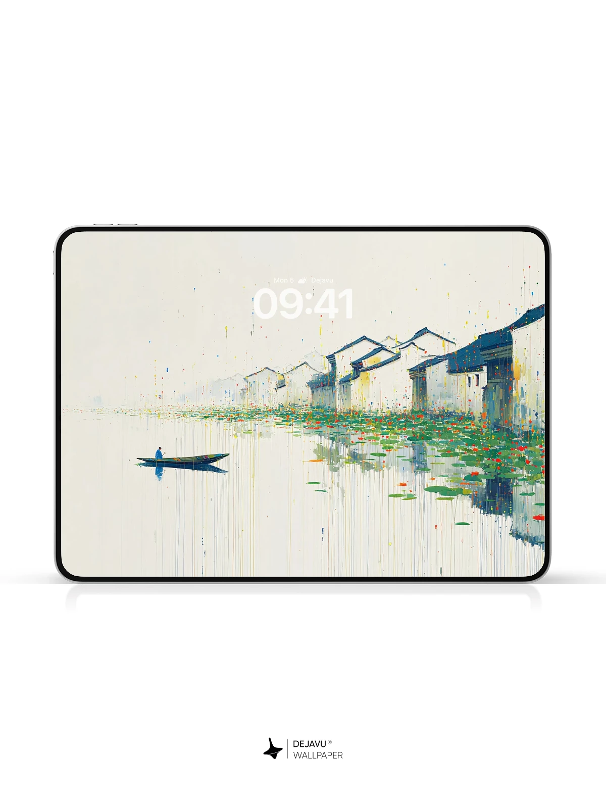 Wu Guanzhong Inspired Water Village 8K Wallpaper
