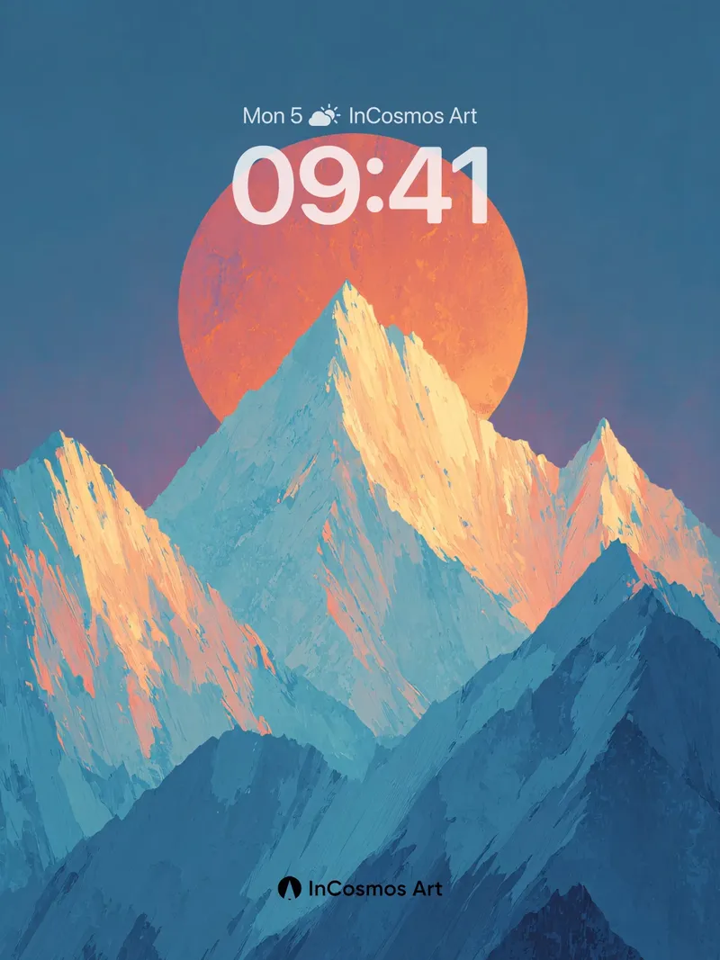 Serene Peak Sunset Wallpaper with Warm Glow