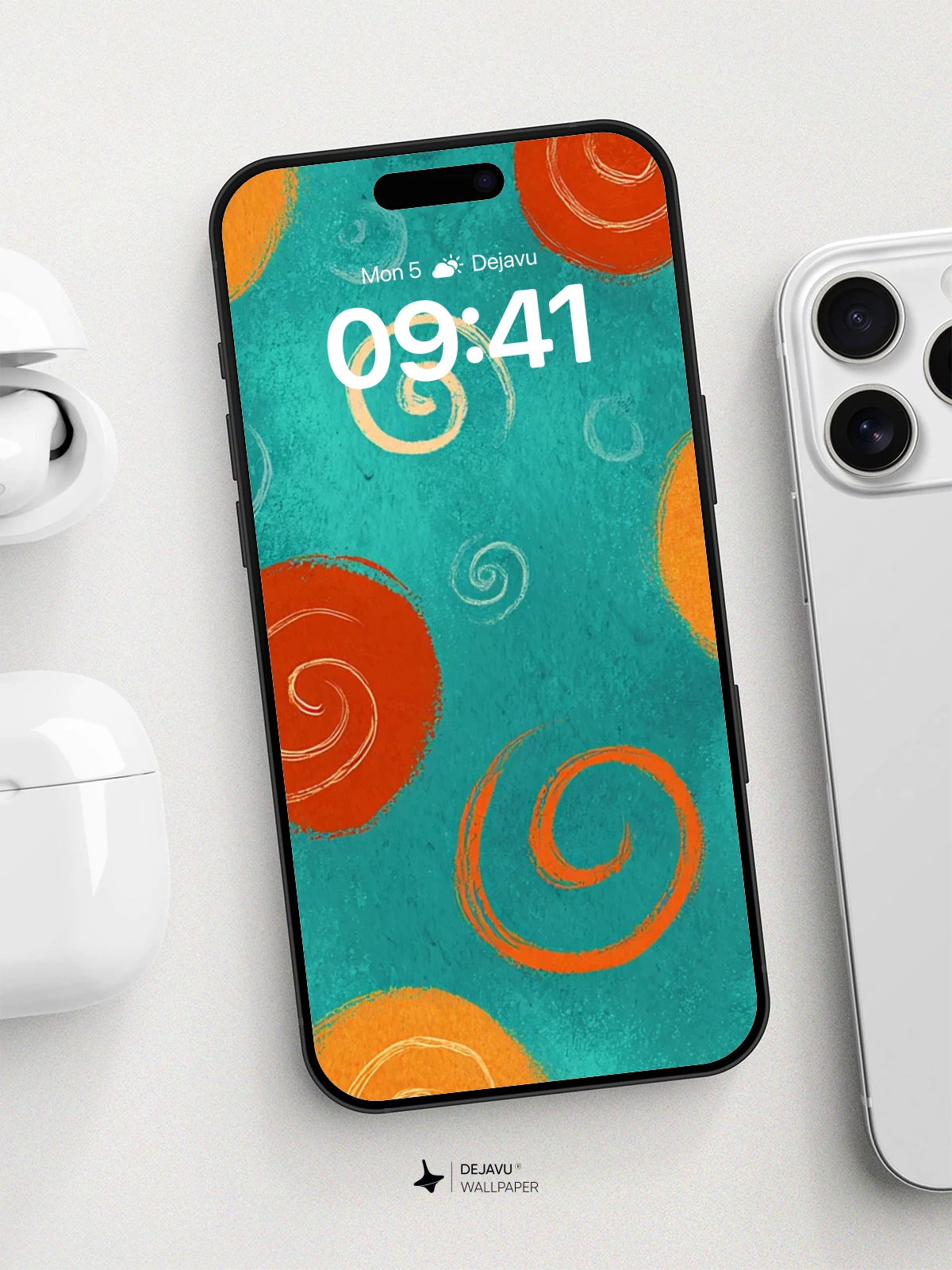 Teal Orange Swirl Wallpaper 8K