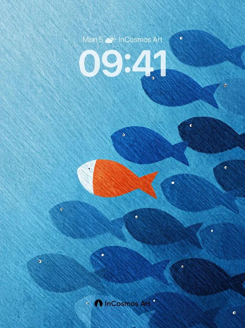 Calm Ocean Current Wallpaper with One Bold Swimmer