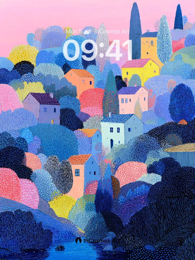 Whispering Village Wallpaper in Pastel Haze