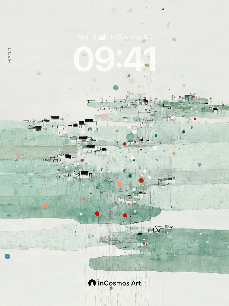 Serene Jade Mist Wallpaper with Floating Dots