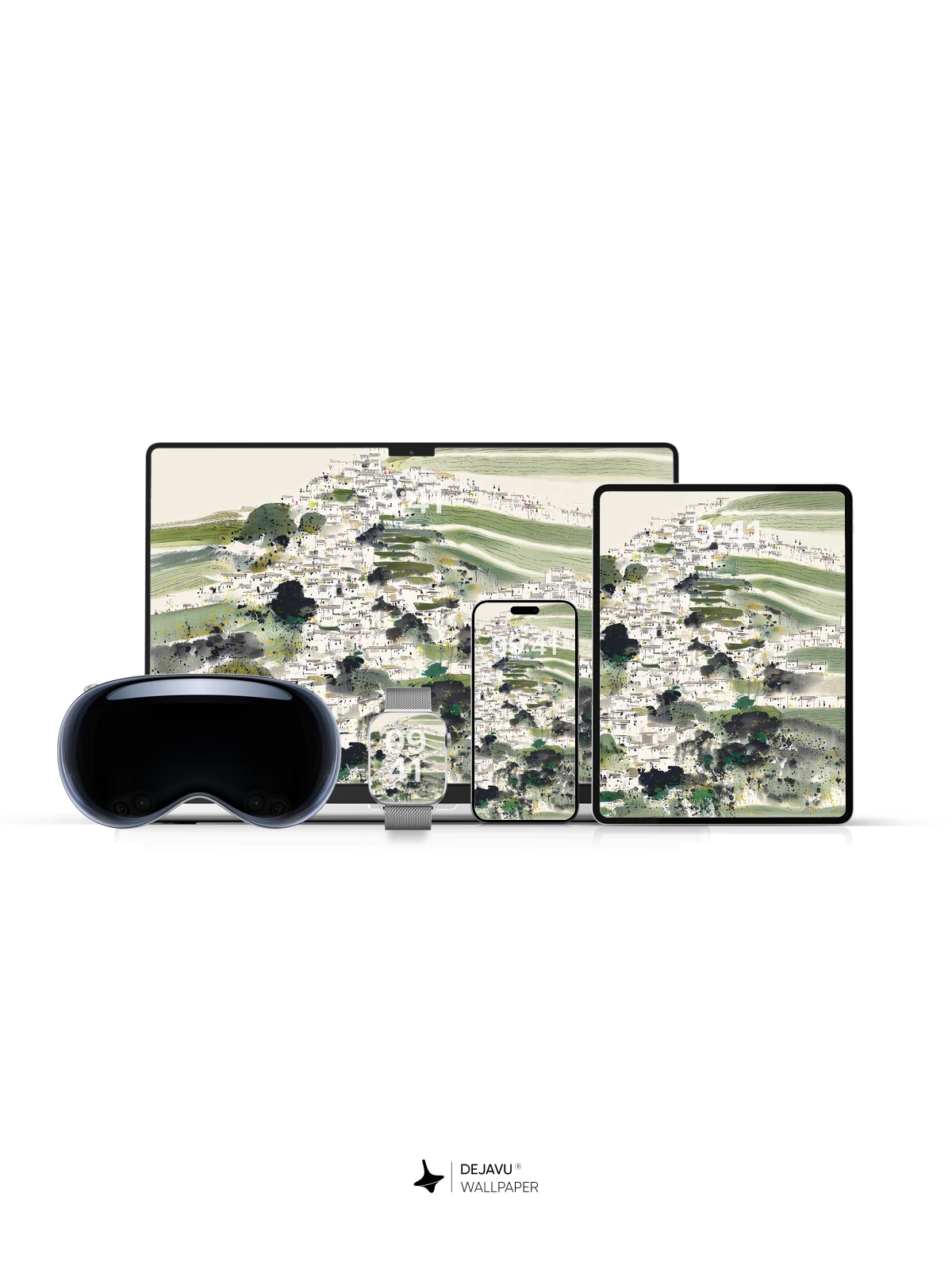 Wu Guanzhong Style Ink Wash Village Wallpaper 8K