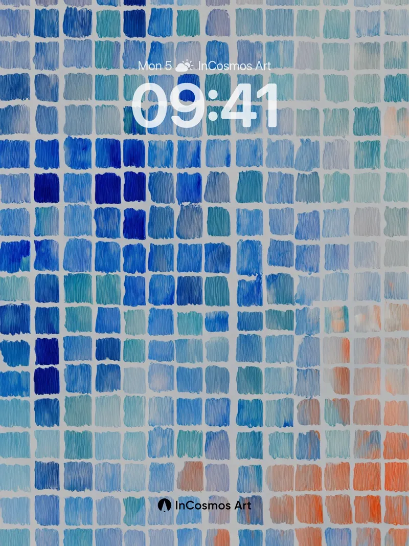 Serene Blue Grid Wallpaper with Gradient Depth