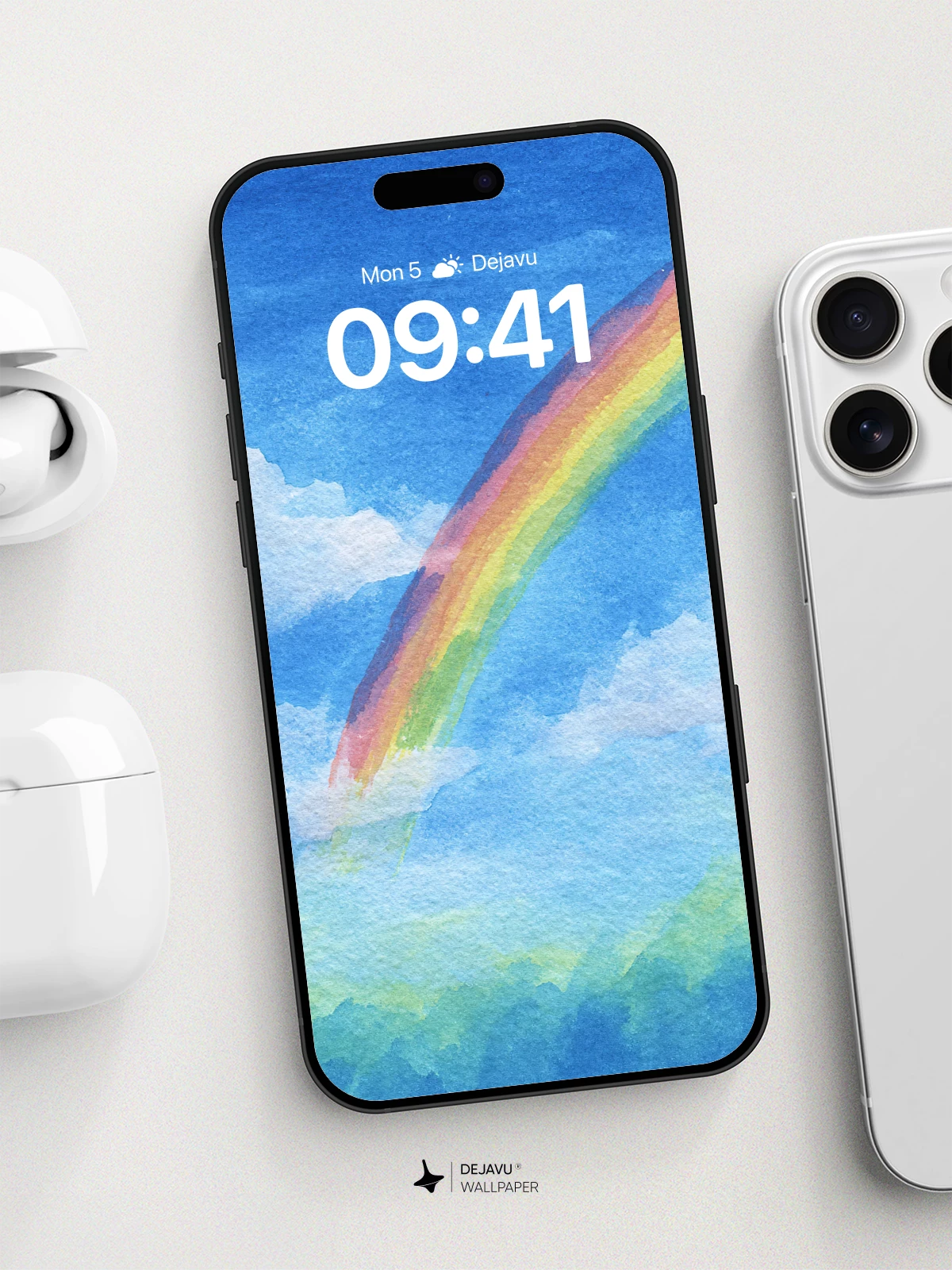 Watercolor Rainbow Sky Wallpaper 8K for iPhone and Android