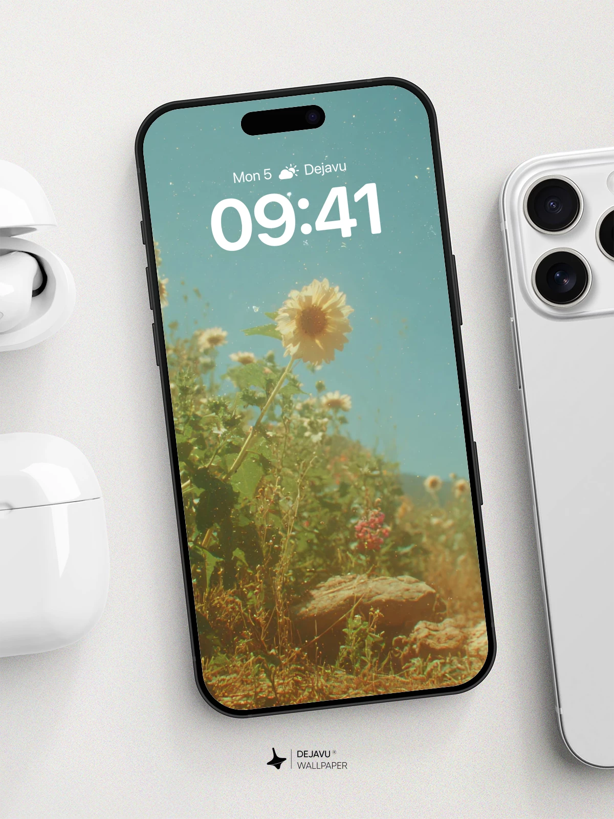 Vintage Sunflowers and Blue Skies Wallpaper 8K