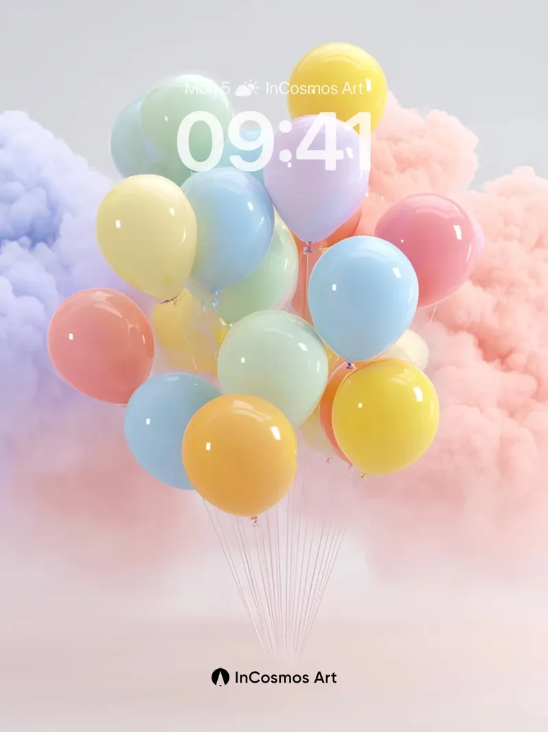 Pastel Drift Wallpaper with Floating Clouds
