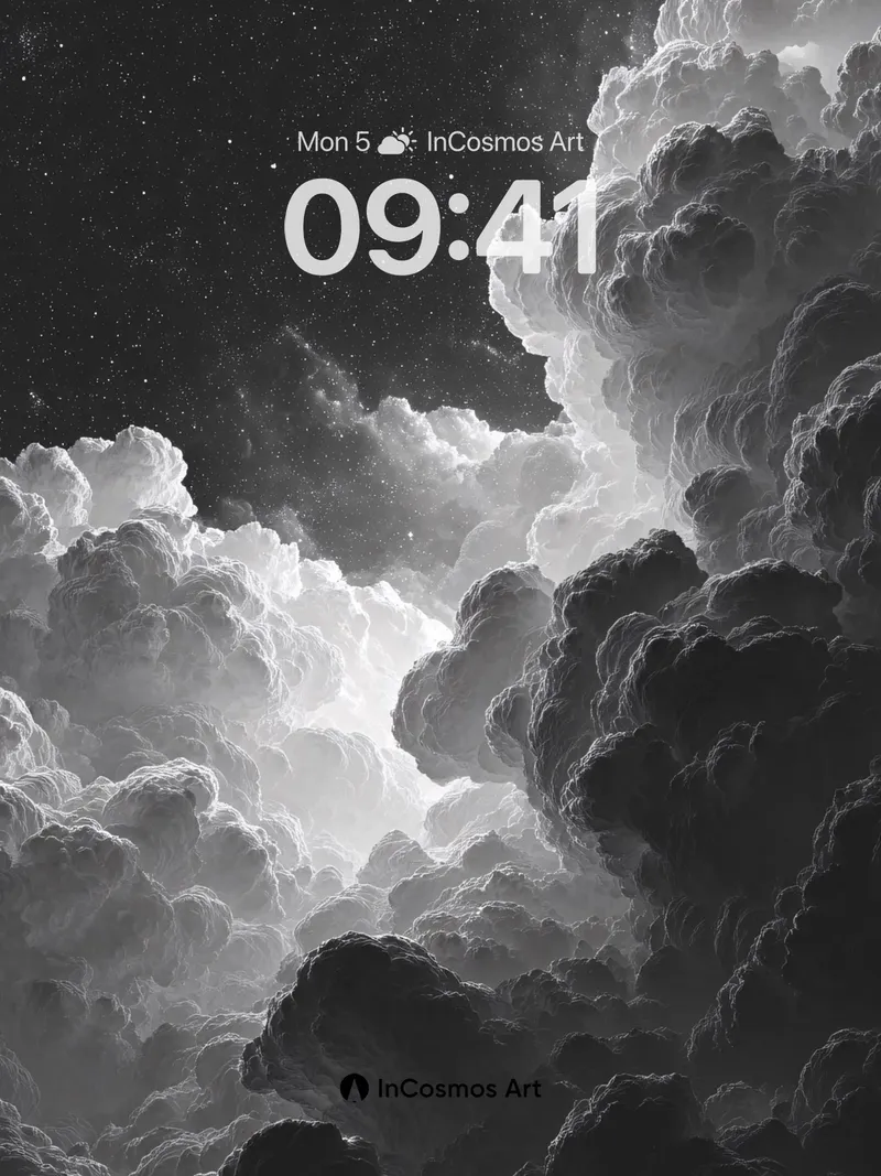 Monochrome Nebula Wallpaper with Starlit Depth