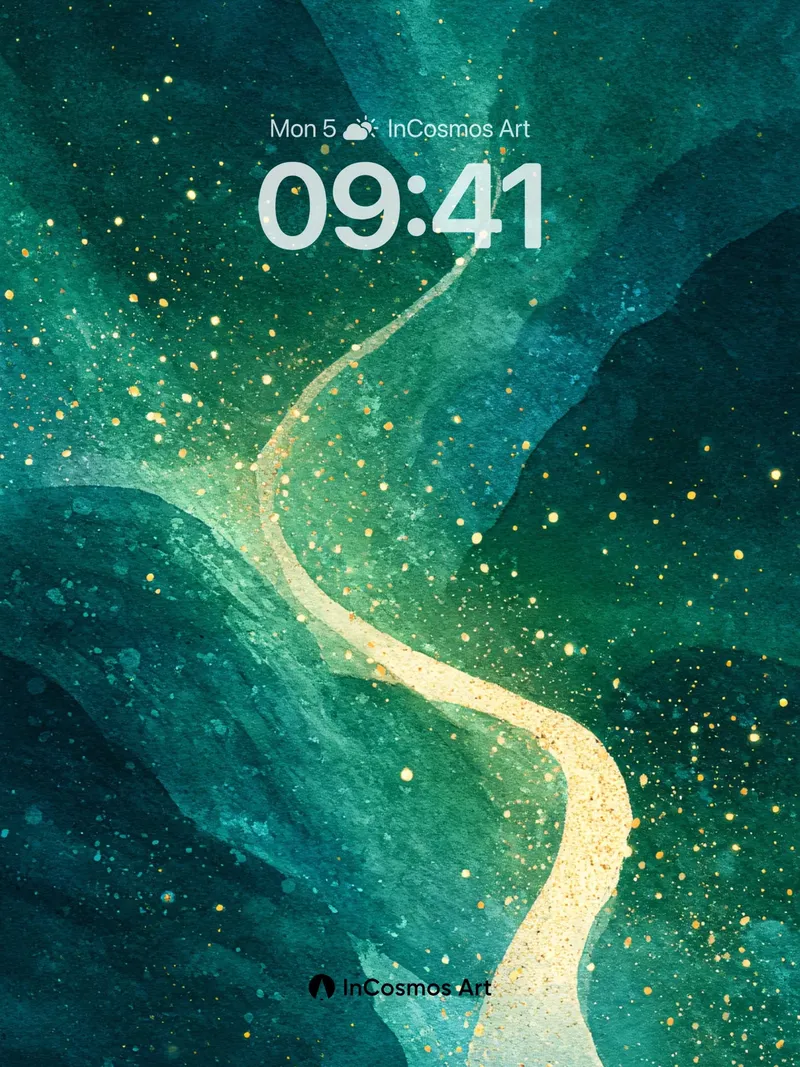 Ethereal Jade Pathway Wallpaper in Starry Haze