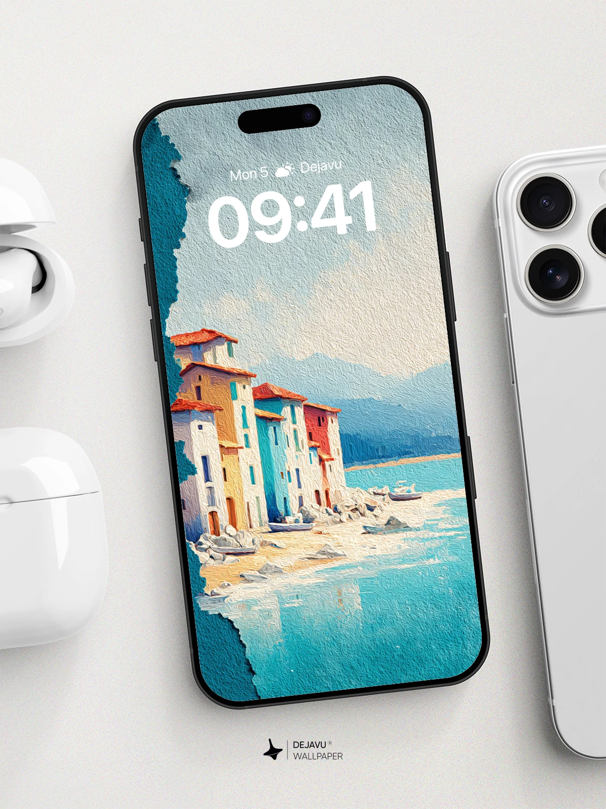 Mediterranean Coastal Village 8K Wallpaper