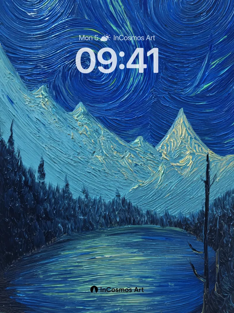 Starry Night Swirls Wallpaper in Deep Blues