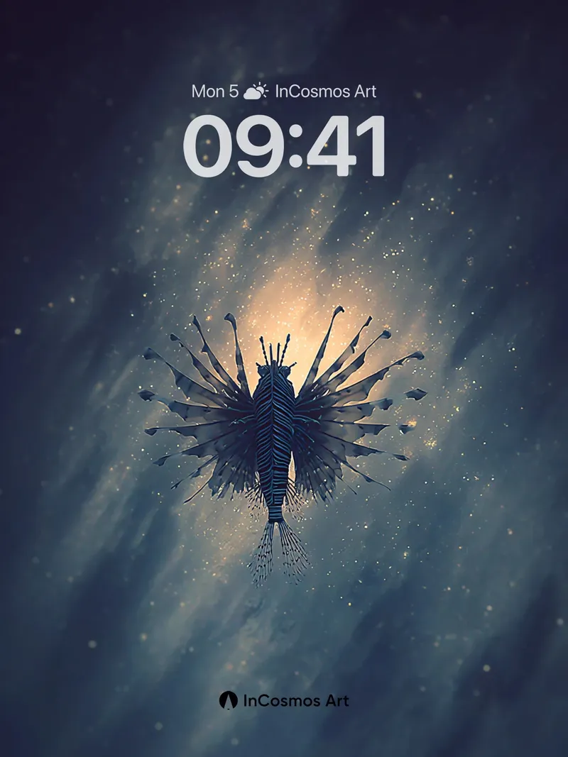 Deep Sea Lionfish Wallpaper with Starry Haze