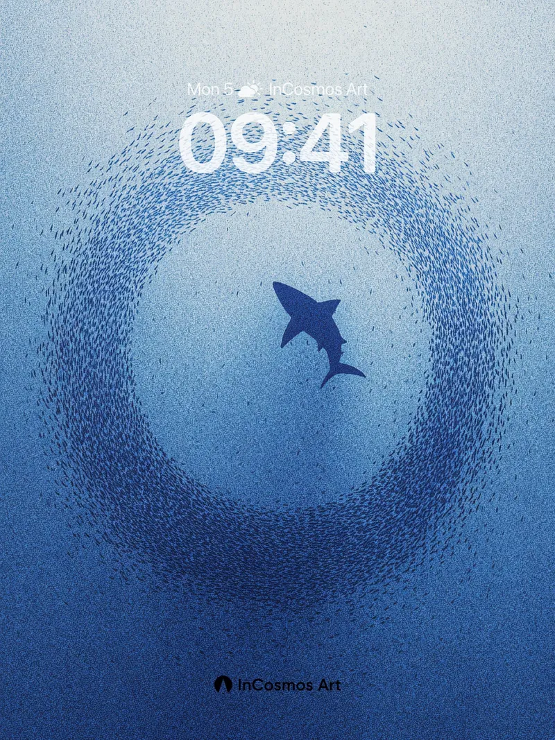 Sapphire Vortex Wallpaper with Silhouette Hunter