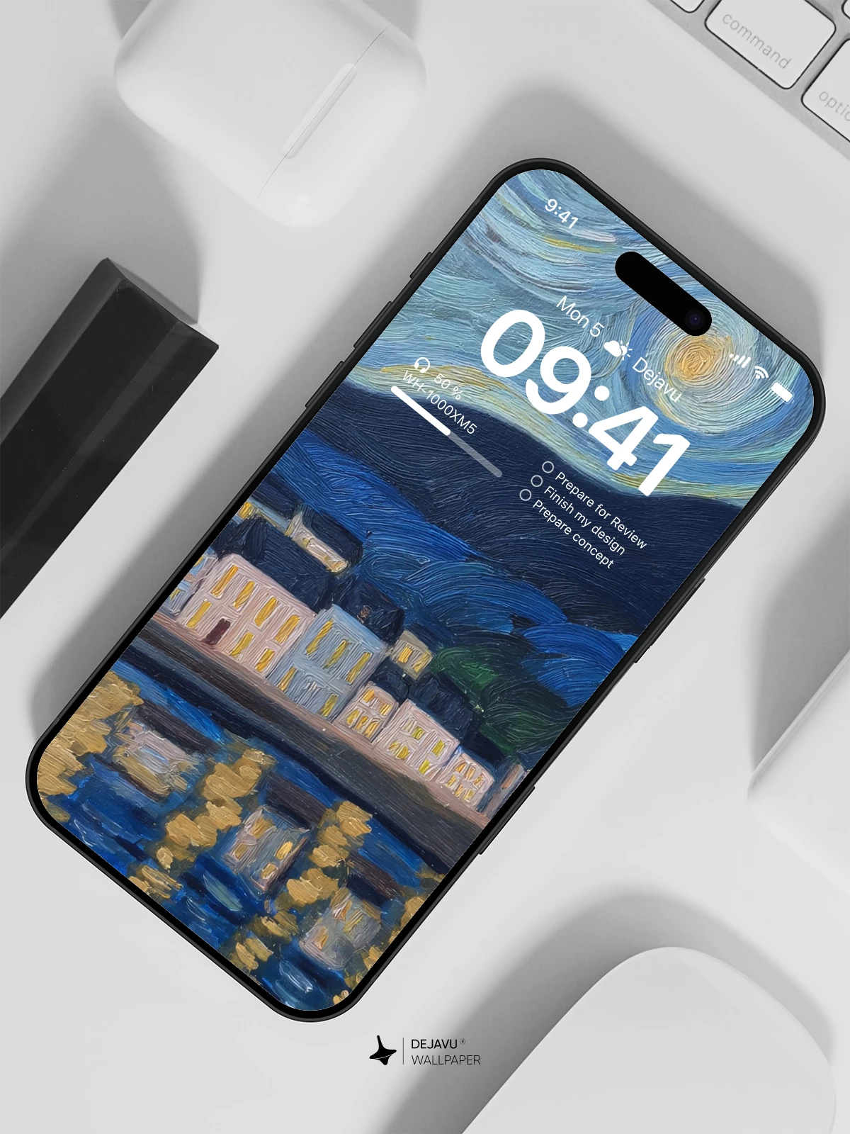 Van Gogh Starry Night Style 8K Wallpaper