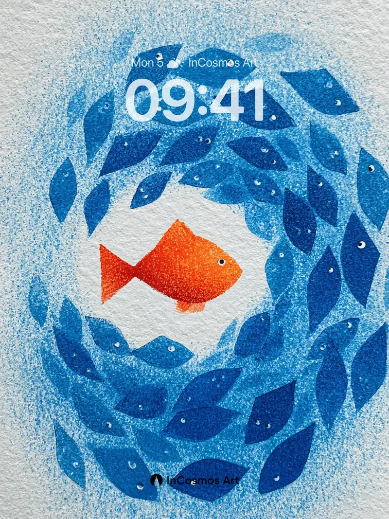 Coral Circle Wallpaper with Orange Heartbeat