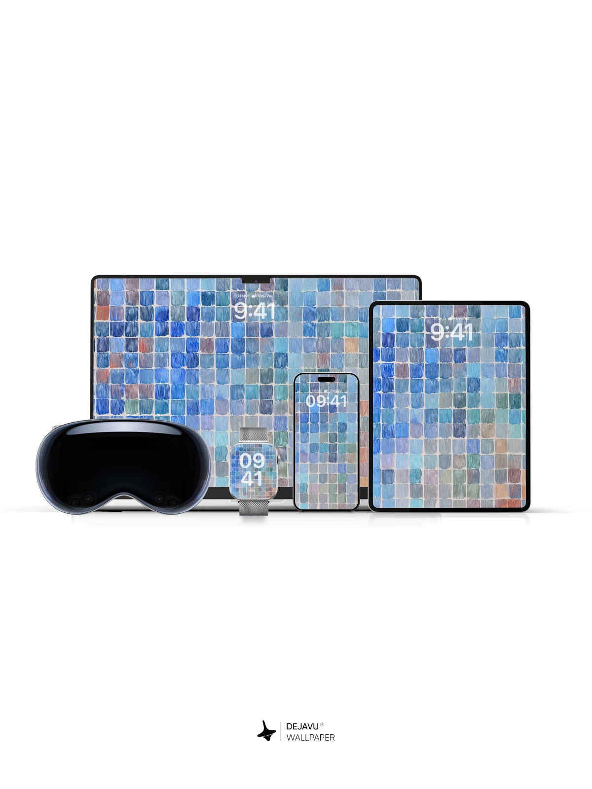 Mosaic Blue Gradient Wallpaper 8K