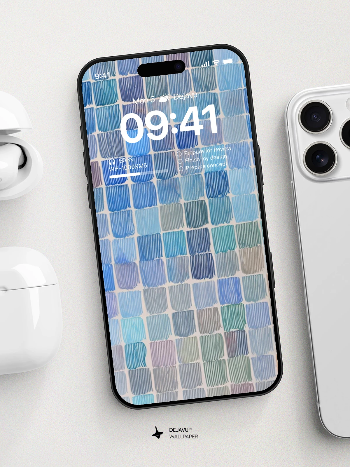 Mosaic Blue Gradient Wallpaper 8K