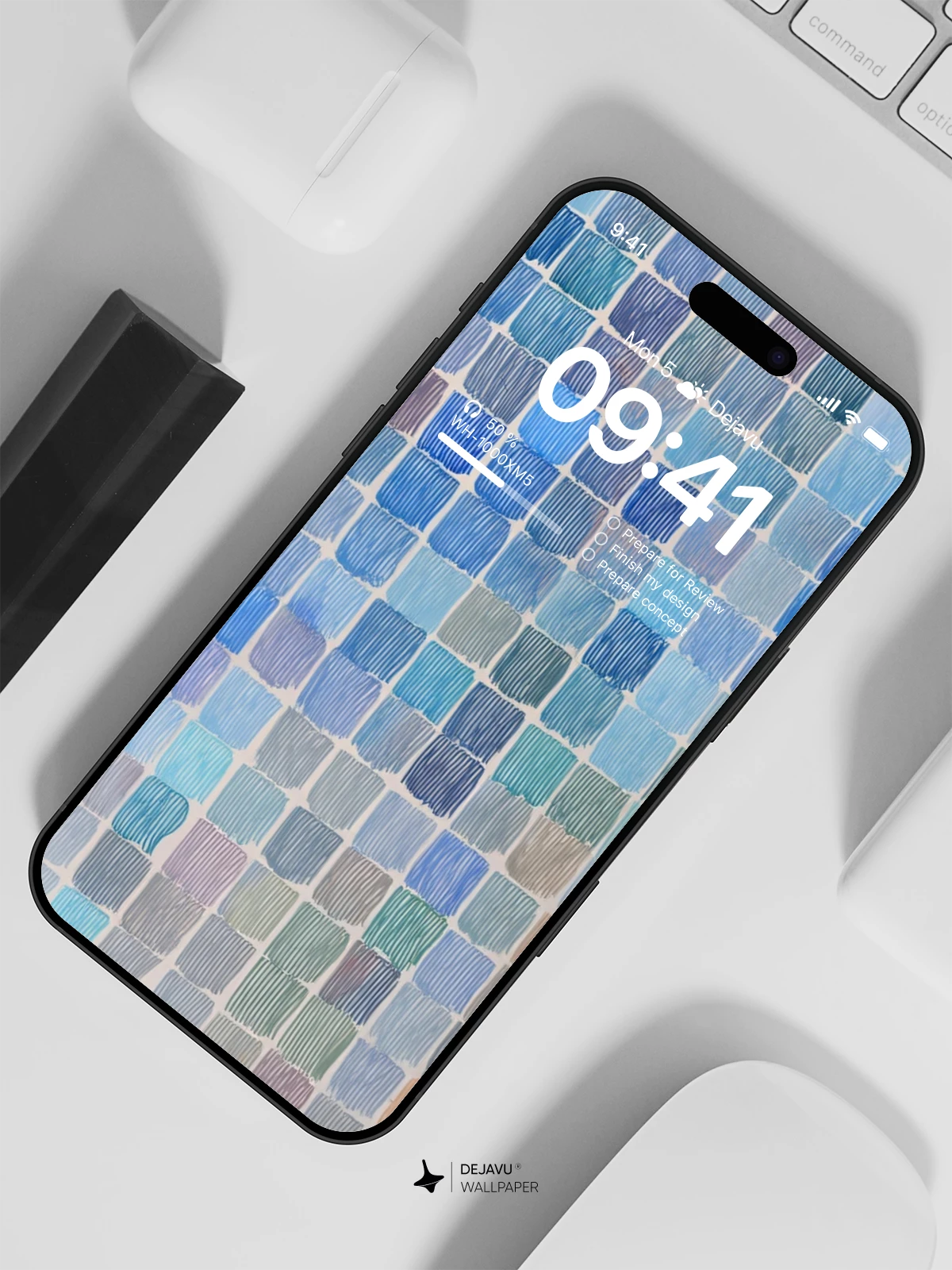 Mosaic Blue Gradient Wallpaper 8K